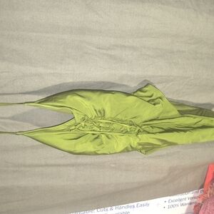 Green Satin Lace-Up Dress